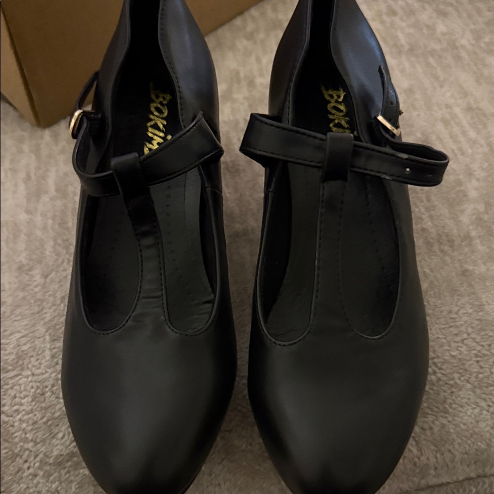 Women's Black T-Strap Shoes